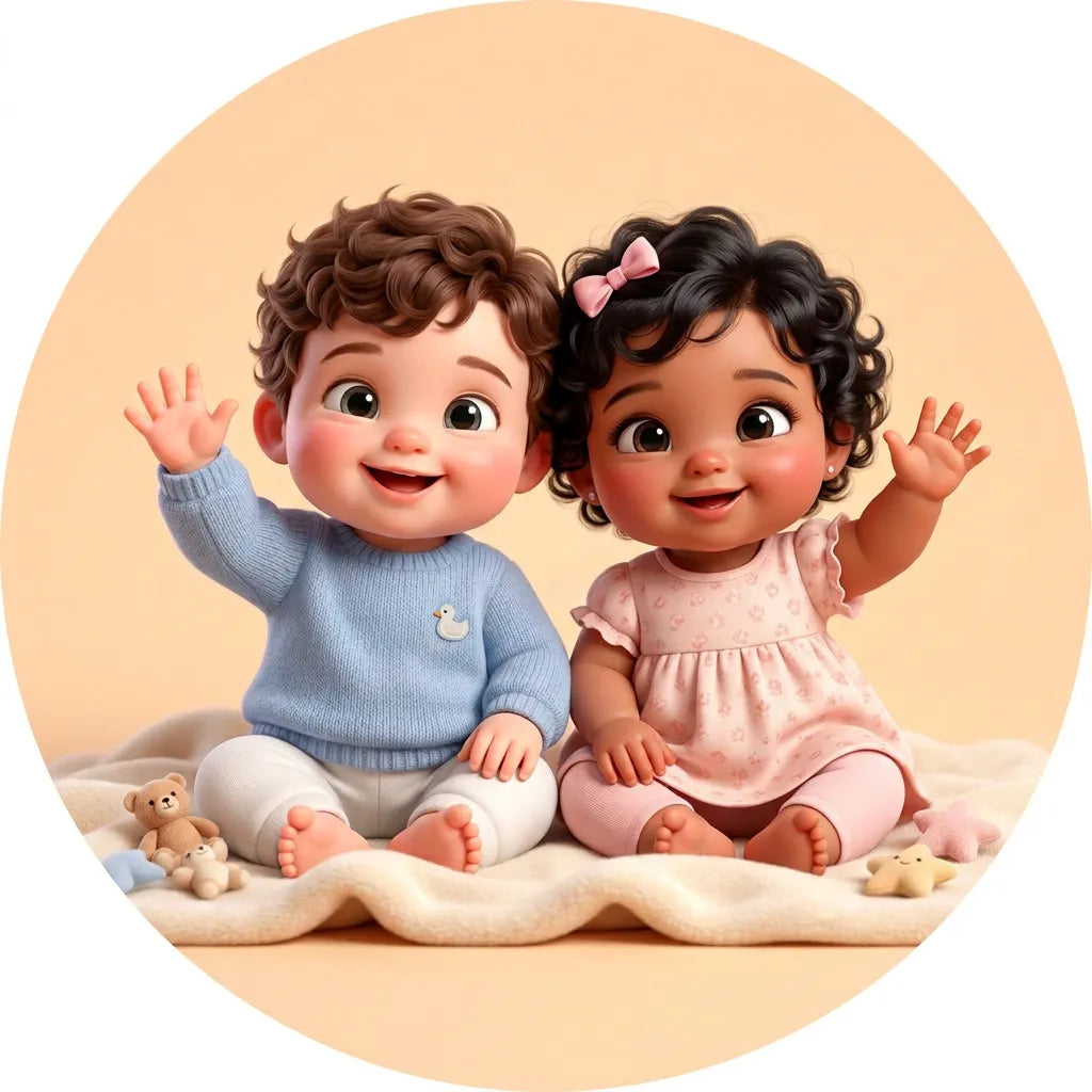 Menino e menina bebês de 0 a 2 anos da coleção DAKÁKIDS