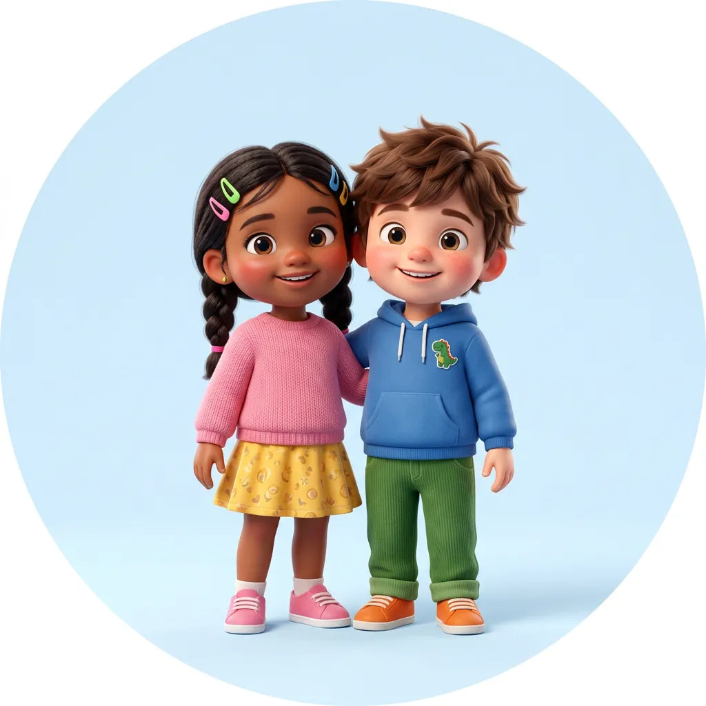 Menino e menina de 3 a 5 anos da coleção pré-escolar DAKÁKIDS