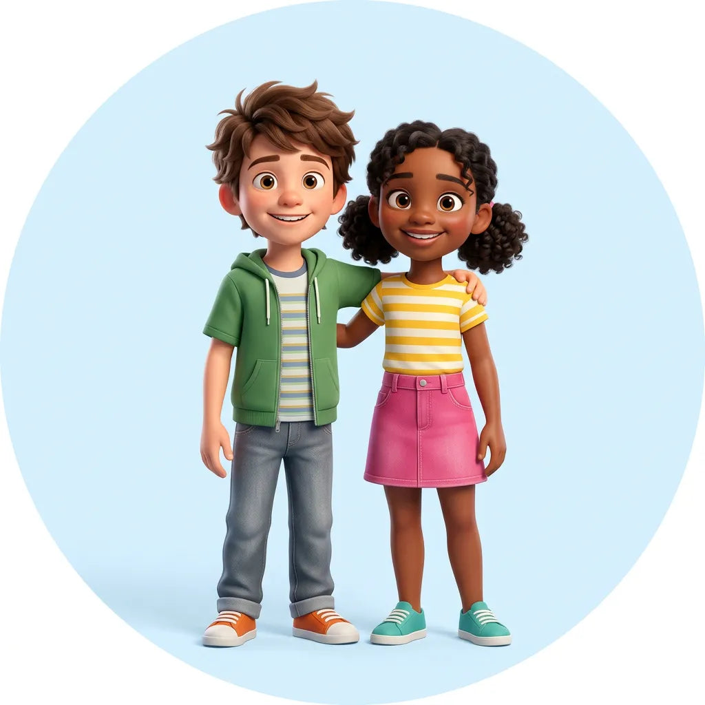 Menino e menina de 9 a 12 anos da coleção pré-teen DAKÁKIDS