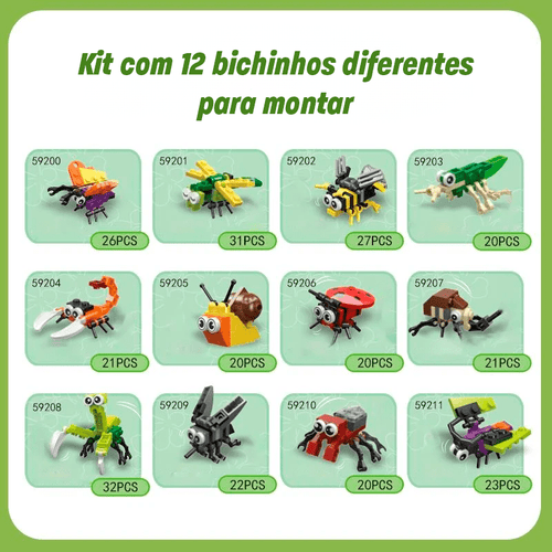 Blocos de Montar 12 Animais Diferentes
