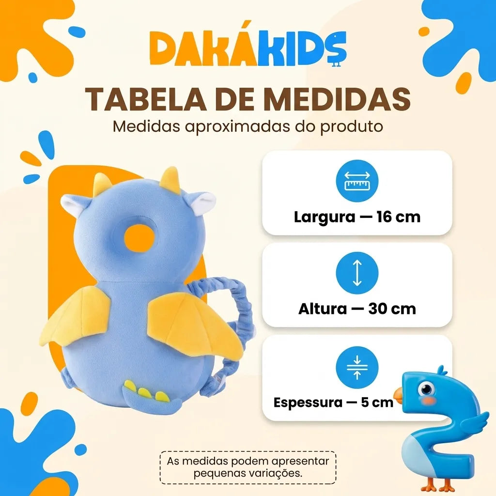 Almofada Mochila Protetora de Cabeça e Costas para Bebês