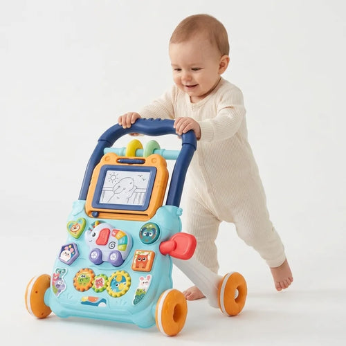  Andador didático musical com quadro mágico azul