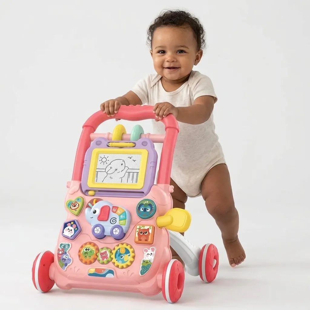  Andador didático musical com quadro mágico rosa