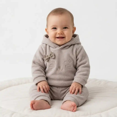 Conjunto bebê menina casaco com capuz e laço - dakakids