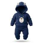 Conjunto bebê menino casaco com capuz orelhinha azul marinho