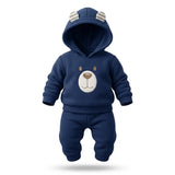 Conjunto Bebê Menino Casaco com Capuz Orelhinha e Calça