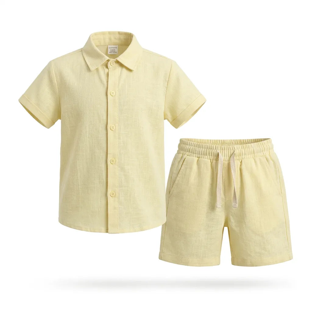 Conjunto Infantil Linho Camisa e Short Menino