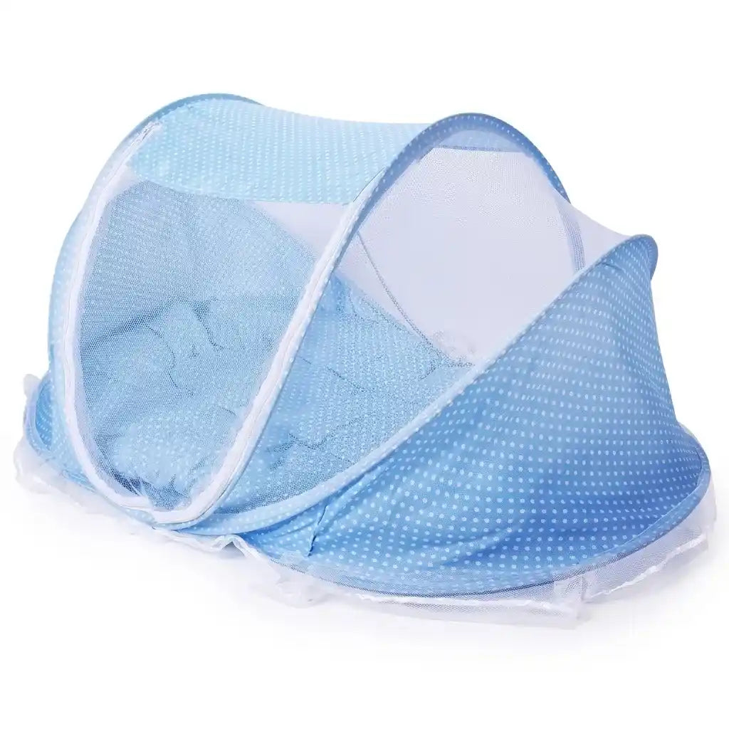 mini berço portátil com mosqueteiro para bebê dormir protegido - Dakakids - azul