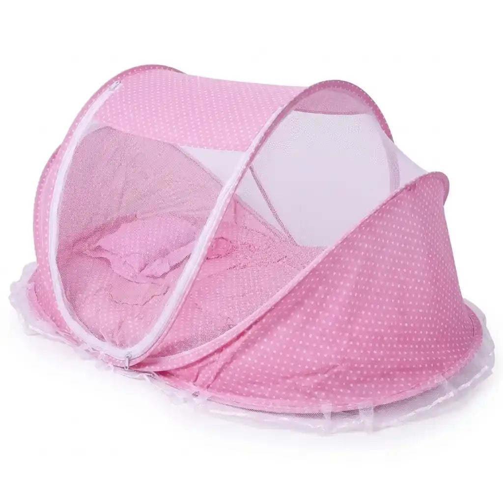 mini berço portátil com mosqueteiro para bebê dormir protegido - Dakakids - rosa