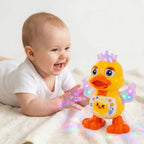 patinho dançante musical com luzes led coloridas para criança