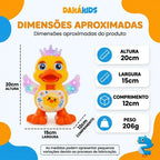 patinho dançante musical com luzes led coloridas para criança
