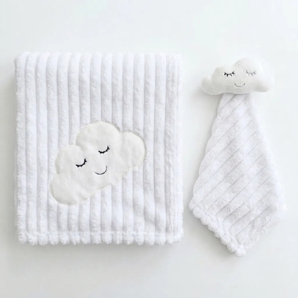 Kit cobertor com naninha bebê anti-alérgico branco