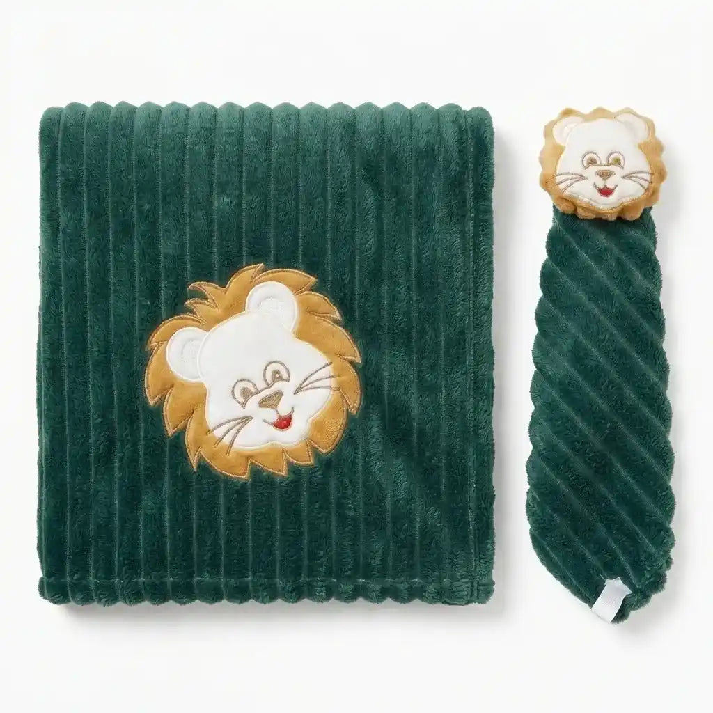 Kit cobertor com naninha bebê anti-alérgico verde