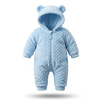 Macacão ursinho bebê soft com capuz azul