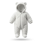 Macacão ursinho bebê soft com capuz branco