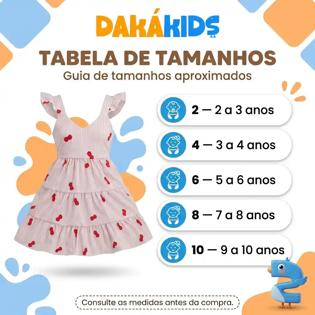 Vestido Infantil Estampado Cereja Rodado