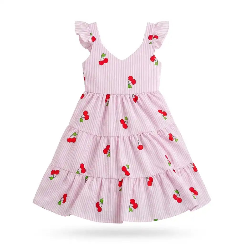 Vestido Infantil Estampado Cereja Rodado