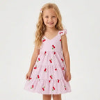 Vestido Infantil Estampado Cereja Rodado