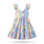 Vestido infantil estampado coração rodado - colorido - Dakakids