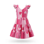 Vestido infantil estampado coração rodado - rosa - Dakakids