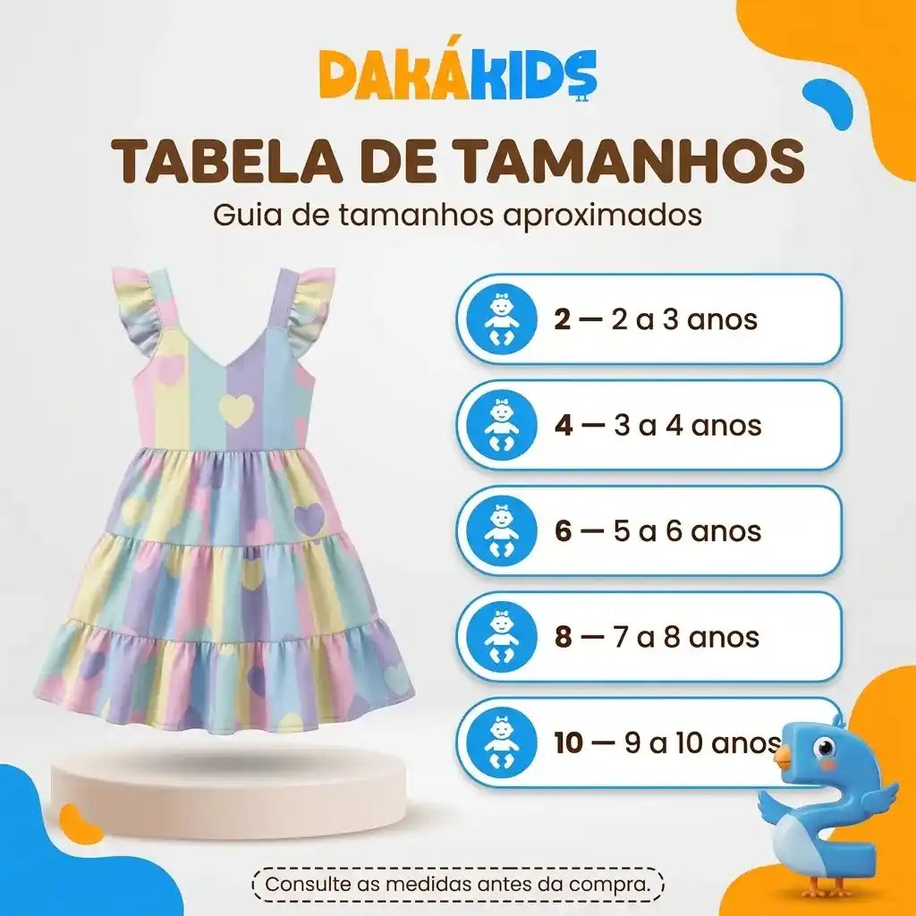 Vestido Infantil Estampado Coração Rodado